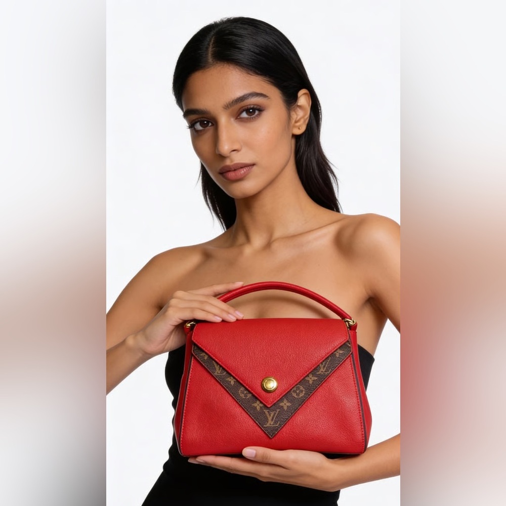 11-26 Preloved Louis Vuitton Double V Satchel in Taurillon Caviar Leather